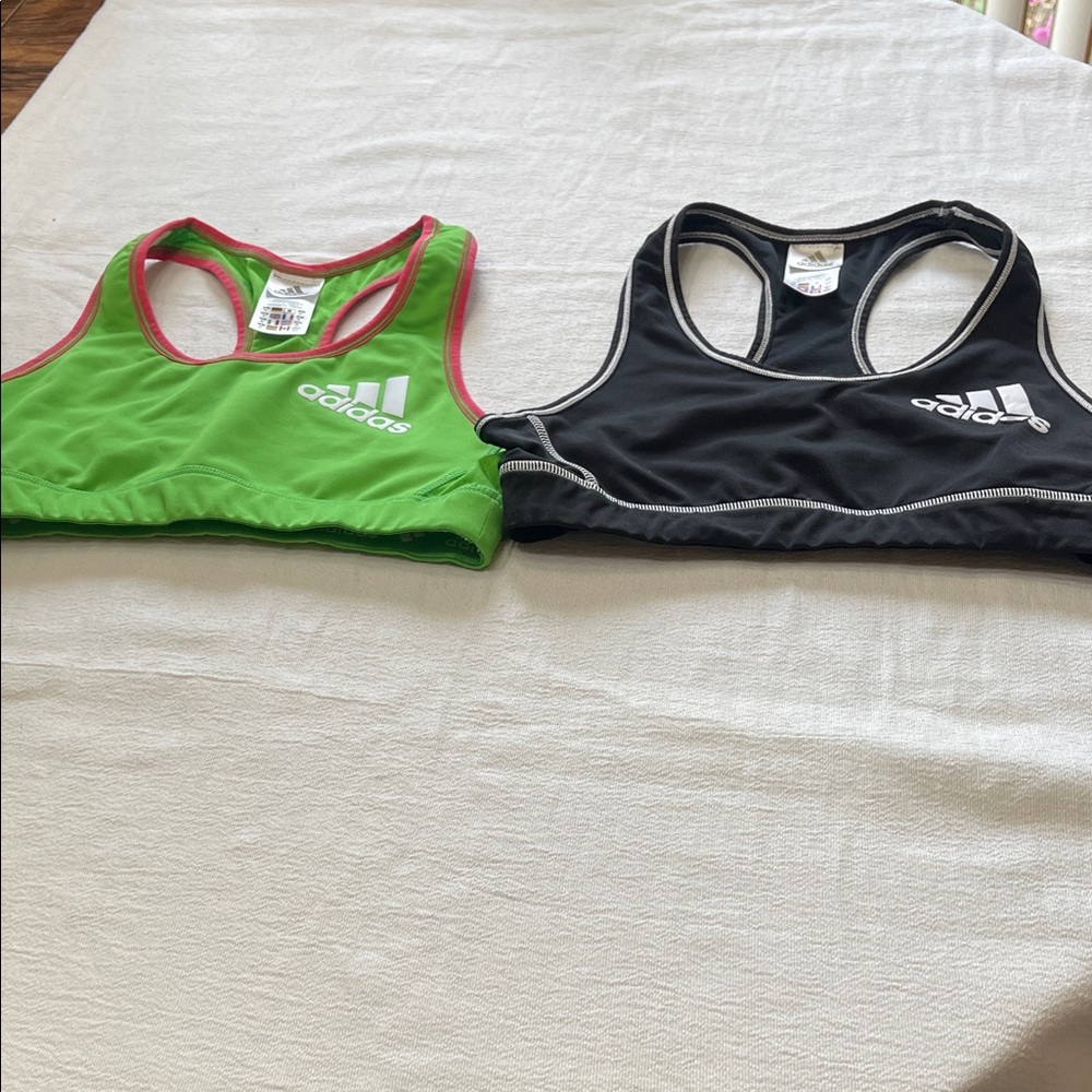 adidas Racerback Sports Bras - Lime Green & Black